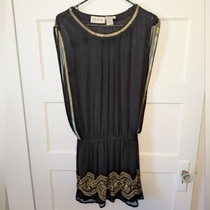 SHAIL K. Black Dress with Gold Detailing | Size: 8